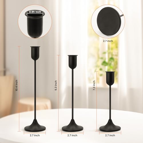 6 Pcs Black Candle Holders Set, Vintage Home Decor – Modern Taper Candlestick Holders for Wedding, Table Centerpieces – Great Gift for Housewarming, Birthday Parties, Wedding & Christmas Season - color: Black (6 Pcs)