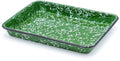 Red Co. 11" x 9" Enamelware Metal Classic 2 Quart Rectangular Serving Tray, Dark Green Marble/Black Rim - Splatter Design - color: Dark Green