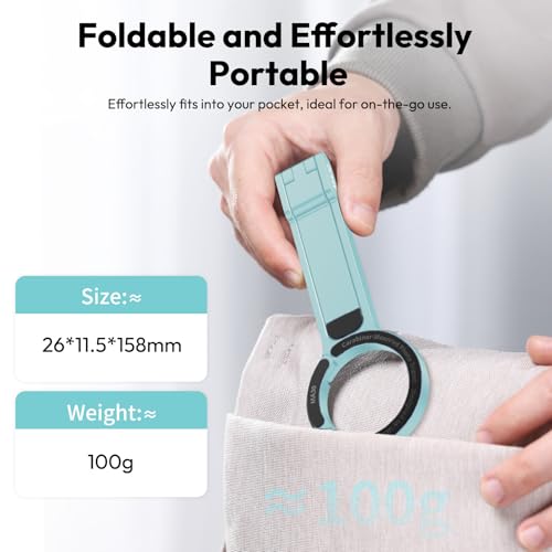 ULANZI MA30 Magnetic Phone Tripod Stand for iPhone, Aluminium Maglock Smartphone Mini Tripod Pocket Cell Phone Stand Strong Magnet Compatible with iPhone 17 16 15 14 13 12 Series, Mint Green - color: Mint Green