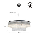 Contemporary Black Chandeliers, 2-Tier Dining Room Glass Chandelier Lighting 10 Lights Round Chandelier for Living Room Foyer Entryway Ceiling Hanging Pendant Light Fixture 32" - size: Medium Black (32" x 70")