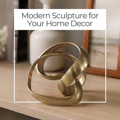 Metal Decorative Object – Minimalist Shelves & Coffee Table Decor – Aluminum Knot Sculpture Modern Home Decor for Office, Bedroom & Living Room – 8" x 7", Gold - color: Gold