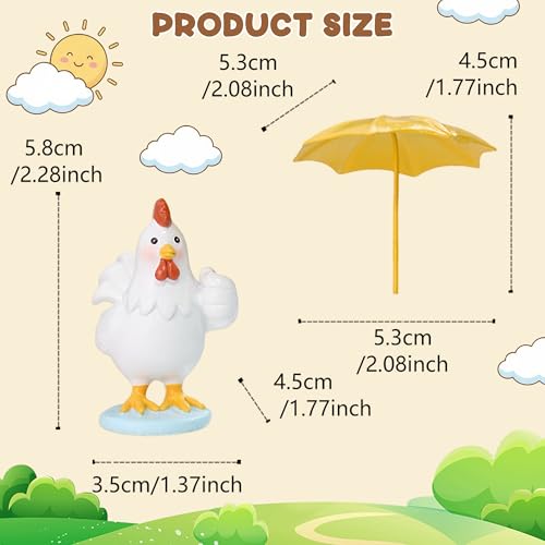 Funny Chicken Resin Statue - Cute Baby Chicken with Yellow Umbrella Statue for Fairy Garden Decor Spring Chick Figurine for Outdoor Planter Yard Patio Lawn Indoor Table Decor for Home Gifts - style: Chicken with Umbrella