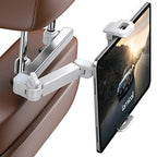 Lamicall Car Headrest Tablet Holder - [Extension Arm] Upgrade Adjustable Tablet Car Mount for Back Seat, Road Trip Essentials for Kids, for 4.7-11" Device like iPad Pro, Air, Mini, Galaxy, Fire, White - color: White