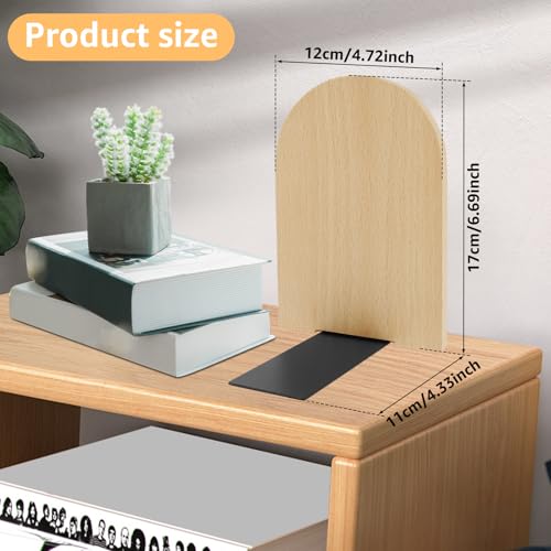 Wood Book Ends, Non Skid Desk Book Stands, Decorative Books Holder Creative BookStopper Sturdy Desk BookEnds to Hold Heavy Books Beech Bookend Supports for Office Home School(Beech) - color: Beech