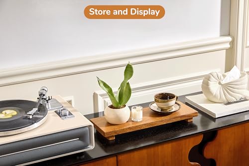 Narrow 17" Acacia Wood Riser Pedestal Stand – Farmhouse Wood Display Riser for Kitchen and Bathroom Decor - Counter Display, Plant Stand, Jewelry Holder, Vanity Tray, Candle Stand (Narrow:17"x6"x1.57") - size: Narrow:17"x6"