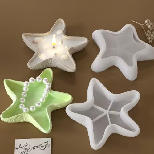 Starfish Tray Silicone Mold,Candle Holder Jewelry Tray Silicone Molds for Epoxy Resin, Marine Container Trinket Tray Dish Plate Storage Mold Home Decor