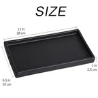 Bathroom Vanity Tray - 11'' Ceramic Rough-Textured Rectangle Countertop Tray, Heavy-Duty Perfume Organizer Plate, Jewelry Ring Tray, Kitchen Soap Dispenser Stone Trays, Black - color: Black
