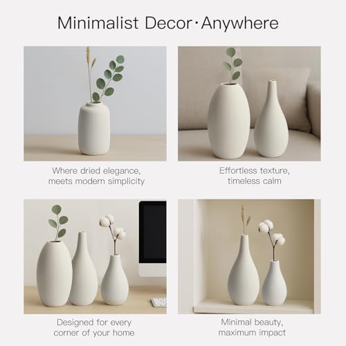 BEAHOT Ceramic Vases Set of 3, Modern Decorative Flower Vases for Living Room - size: 3 set