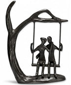 Couple Swing Statue, Solid Cast Iron Romantic Couple Figurine, for Wife Husband, Valentine’s Day Gift for Him Her, Modern Home Decor for Shelf Mantel, 6.46" Tall