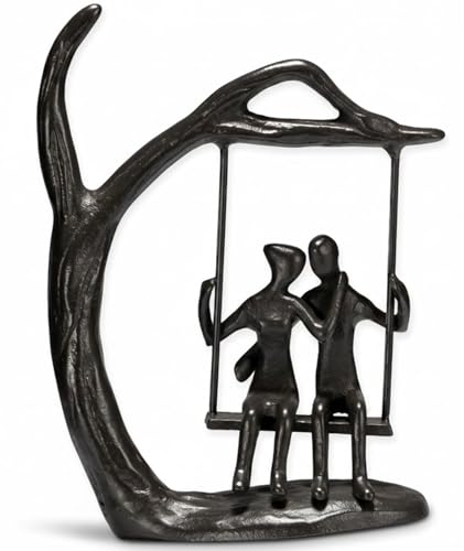 Couple Swing Statue, Solid Cast Iron Romantic Couple Figurine, for Wife Husband, Valentine’s Day Gift for Him Her, Modern Home Decor for Shelf Mantel, 6.46" Tall