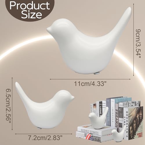 2 Pcs Modern Style Animal Statues, Decorative White Ornaments Birds Statues, Ceramic Decor for Office Desktop, Bookshelf, Bedroom, Living Room, Cabinets - color: White