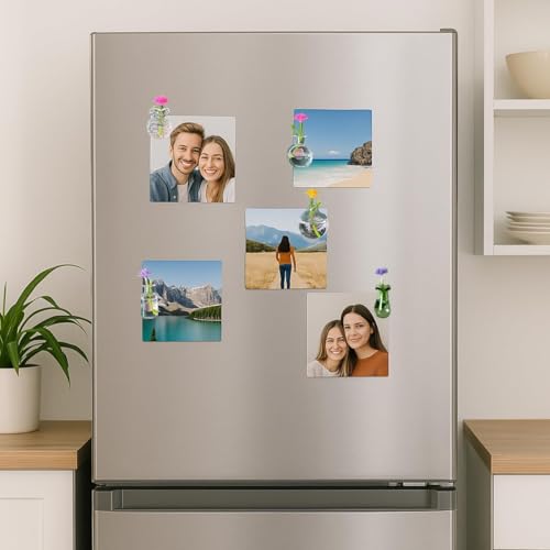 20pcs Cute Mini Vase Magnets for Fridge, Tiny Magnetic Flower Glass Vases Refrigerator Accessories, Funny Aesthetic Plant Pot Magnets for Locker Office Kitchen Decoration (10pcs) - color: 10pcs