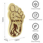 Sasquatch Charcuterie Board, 12.6" X 7.6" Unique Bigfoot Gifts, Footprint Cheese Board & Serving Tray For Anniversary Birthday Party Christmas Wedding Gifts, Mom, Big Foot Party Decor