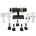 MOOCA Jewelry Display Set, Necklace Display Bust, Earring Organizer, Ring Holder Stand for Showcase and Store, Premium Fabric - color: 6) 10 piece. Black Faux Leather