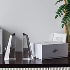 Kitcom Handmade Crystal Bookends Half-Obelisk Design, 1 Pair of Decorative Tabletop Bookends for Office, Home, Desk