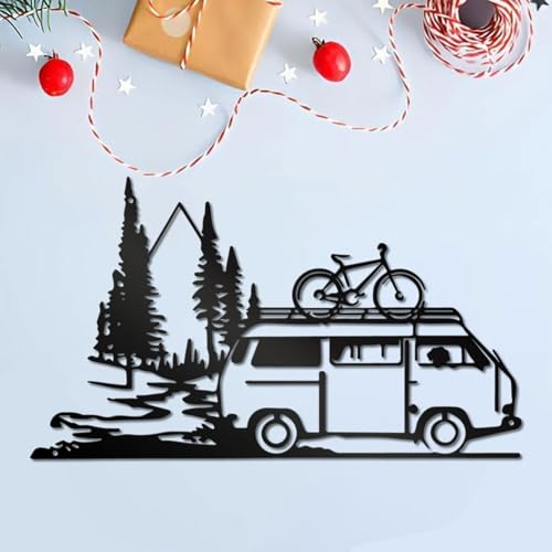 Vintage Camper Van Metal Wall Art - Iron Rustic Travel-Themed Decor , Edition Adventure-Inspired Home Decor for Living Room, Bedroom, Office, Camper Decor, Artistic Metalwork, Decorative Plaque, Adventure Seekers - color: Camper Van