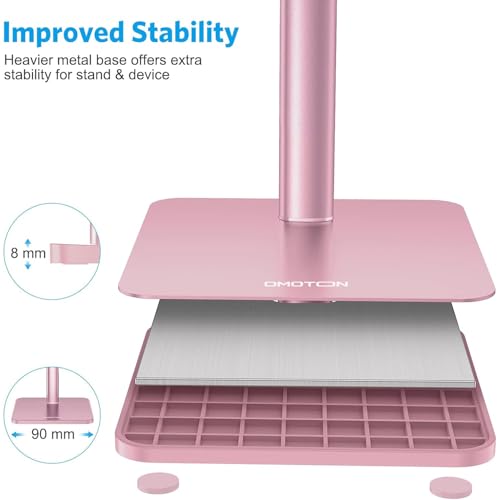 OMOTON Cell Phone Stand, Adjustable Angle Height Desk Phone Dock Holder for iPhone Air/17 Pro Max / 11 Pro/XS Max/XR, Samsung Galaxy S20 / S10 / S9 / S8 and Other Phones (3.5-7.0-Inch), Rose Gold - color: Rosegold