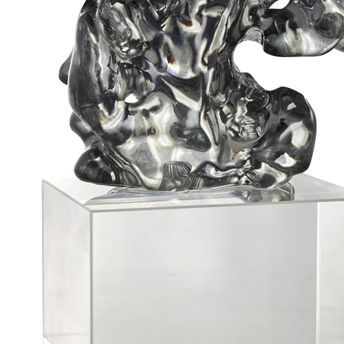 Deco 79 Glass Abstract Decorative Sculpture Freeform Home Decor Statue with Clear Square Base, Accent Figurine 6" x 3" x 10", Clear - size: 6" x 3" x 10"