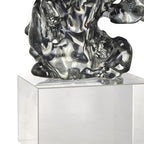Deco 79 Glass Abstract Decorative Sculpture Freeform Home Decor Statue with Clear Square Base, Accent Figurine 6" x 3" x 10", Clear - size: 6" x 3" x 10"