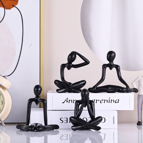 XMGZQ Black Thinker Figurines,Abstract Bookshelf Figures,Knick Knacks Home Decor,Plastic Thinker Statue Kit,Black Statues for Home Decor,Abstract Art Decorations Accessories,Desk Decor for Women