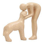 Dog Sculpture & Man Statue - Cute Home Decor Accents, Sandstone Dog Decor for Shelf, Office & Living Room, Thoughtful Memorial Gift for Pet Lovers