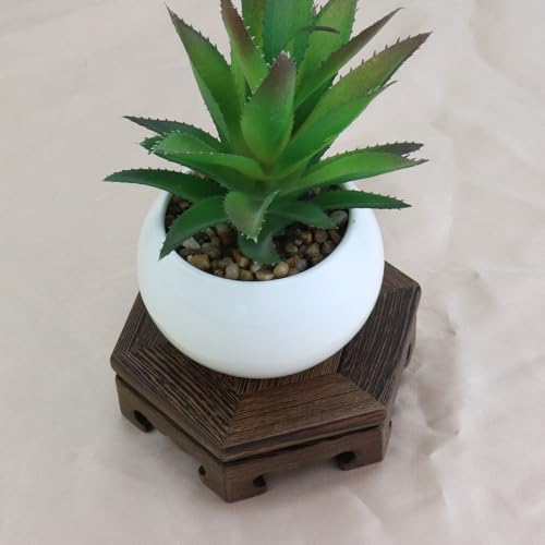 Wooden Display Stand Base 4.65" x 4.65" Wood Carved Craft Pedestal Traditional Wooden Base Oriental Antique Display Riser Hexagon Pedestal Stands for Vase Crystal Ball Teapot Stone Flower Pot - size: Hexagon, 4.65" x 4.65"