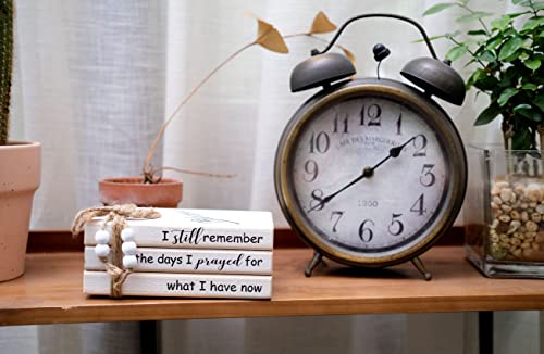 LIVDUCOT Wooden Decorative Books Stack for Coffee Table Faux Book Stack for Decoration I Still Remember the Days I Prayed Modern Farmhouse Decor White Book Decor for Shelf Mantle 7.5x5x3' - color: Prayed