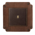 USA Handmade Premium Leather Valet Tray, Folds Flat! Dice Rolling Basket and Organizer with Brass Snaps (Brown Gold, Large) - color: Brown Gold, size: 7" x 7" x 2"