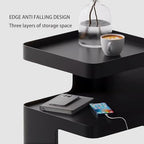 Black Side Table,Modern end Table for Sofa & Couch,3-Tier Metal nightstand,Small Bedside Table with Storage for Bedroom,Living Room,Small Space.No Assembly Required - color: Black