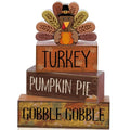 Lineshading 4 Pcs Thanksgiving Decorations for Home Wooden Turkey Decor Fall Tiered Tray Decor Thanksgiving Table Centerpiece Rustic Wooden Turkey Block Sign for Autumn Harvest Party Kitchen Shelf - style: Classic Turkey