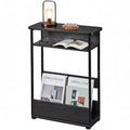 Narrow Side Table,3-Tier Slim End Table with Storage Shelf,Modern Sofa Table Thin Side Table for Narrow and Small Spaces, Skinny Bedside Table Small Nightstand with Magazine Rack Space Saving/Black - color: Black