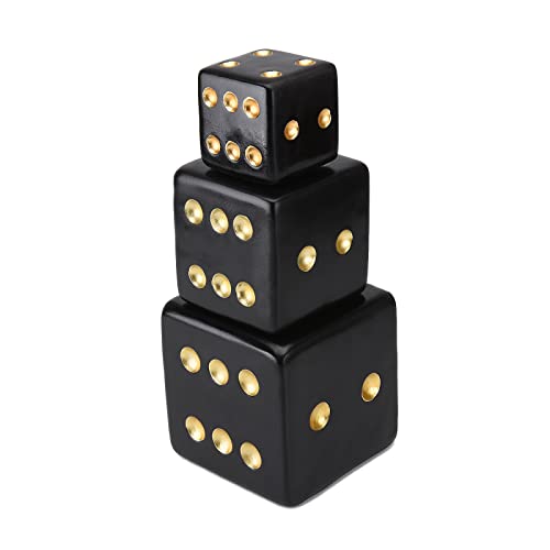 BRABUD Resin Jumbo Dice Decor Black & Gold Dice Statue Living Room Bedroom Office Photographic Decoration 4.9'' TQGJBS378 - color: Black, size: 4.9''