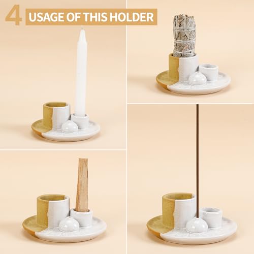 Palo Santo Sticks Holder, Multi-Purpose Handmade Ceramic Incense Burner for Palo Santo Incense Sticks, Sage Holder for Burning, Ash Catcher Tray for Meditation Yoga Room (Terracotta) - color: Terracotta