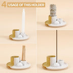 Palo Santo Sticks Holder, Multi-Purpose Handmade Ceramic Incense Burner for Palo Santo Incense Sticks, Sage Holder for Burning, Ash Catcher Tray for Meditation Yoga Room (Terracotta) - color: Terracotta