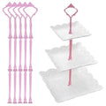 3 Tier Tiered Plate Hardware Kits Fruit Cake Plate Handle Fitting Hardware Rod Cucake Stand Tower Holder Pink Crown 5 Sets（Plate not Included） - color: Pink