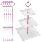 3 Tier Tiered Plate Hardware Kits Fruit Cake Plate Handle Fitting Hardware Rod Cucake Stand Tower Holder Pink Crown 5 Sets（Plate not Included） - color: Pink