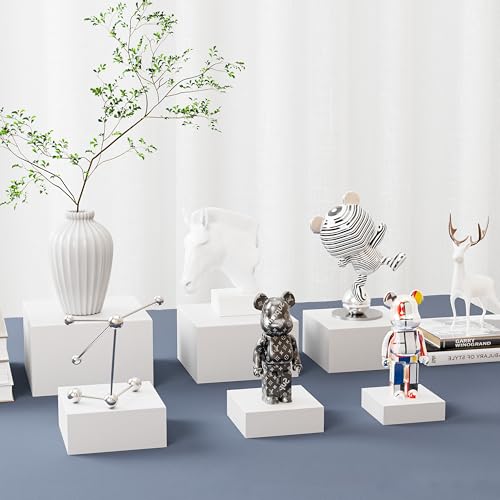 Metal Buffet Risers,6PCS Food Risers for Buffet Table 5in to 10in Display Stand for Wedding Catering Dessert Grayish White Cube Boxes Nesting Risers with Hollow Bottoms - color: Grayish White-6P