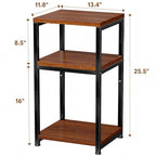 Ekisemio 3-Tier Side Table, End Table Nightstand for for Living Room & Small Spaces, Rustic Brown
