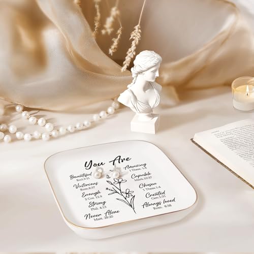 Christian Gifts for Women - Jewelry Tray，Confirmation Gifts for Teen Girls, Bible Verse Gift, Religious Gifts for Women, Baptism Gifts for Girl, Great Gift for Daughter’s Confirmation (You Are) - style: You Are