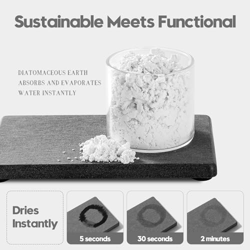4PCS Water Absorbing Sponge Holder Diatomite Stone Sink Tray Mat, Quick Drying Kitchen & Bathroom Counter Tray Vanity Caddy, Diatomaceous Earth Dish Soap Dispenser Organizer, Dark Gray - color: 4 Pack - Dark Gray, size: 9" x 3.5"
