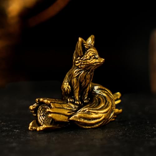 CHOVY 100% Solid Brass Long Tail Fox Sculpture | Handcrafted Collectible Figurine | Vintage Desk Decor for Home Office, Bookshelf & Cabinets | Animal Statue Art Gift - color: Long Tail Fox