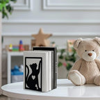 Peacoblue Metal Bookends for Shelves, Study Cast Iron Cute Cats Rustic Book Stoppers Support Holder Bookends Used on Desk, Shelf, Farmhouse Room for Small Heavy Duty Books 4.7"x3.5"x7", 1 Pair(Cats) - color: Cat