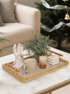 JUPELI 16" x 12" Bamboo Serving Tray with Handles – Marble Pattern Decorative Rectangle Tray for Coffee Table, Kitchen, Vanity, Bathroom, or Ottoman – Perfect for Bread Food Fruit Display & Storage - style: 1 PACK-Square-15.5" X 11.5"