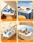 Bedside Caddy with Cup Holder, Bedside Shelf for Dorm Bed & Top Bunk Dorm Room Essentials Clip On Bed Side Table Tray Organizer for Top Bunk, College Dorm, or Kids Bedroom