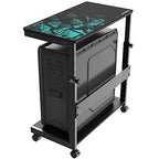 EUREKA ERGONOMIC PC Stand Computer Cart, Height Adjustable Tower Stand 2-Tier Suit for ATX Case Printer, Metal Rolling Cart on Wheels for Gaming Home Office, Black - color: Black