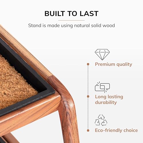 Anji Mountain Heavy Duty Waterproof Wooden Shoe Storage Mat Organizer/Boot Storage Tray Multi Use for Entryway with Coir, Tan Cross Embossed Insert, 2 Tier, Fits 4 Pair (26.5" Wide) - color: Tan Cross Embossed, size: 22 inches x 26.5 15