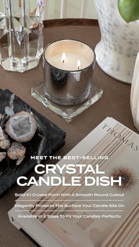 Crystal Candle Dish — by Alice Lane Home Collection — Size Small — Clear K9 Crystal Design — Smooth, Round Cutout is Perfect for Your Favorite Candle or Diffuser — Centerpiece with Elevated Style - size: Small