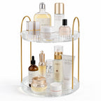 360° Rotating Makeup Organizer 2 Tier Large Capacity Perfume Skincare Tray for Dresser Spinning Bathroom Counter Organizer for Vanity Lazy Susan Turntable Storage for Kitchen, Clear - size: 2 Tier