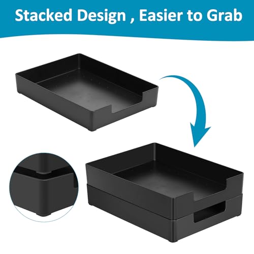 Letter Size A4 Papers Tray Desk Drawer Organizer Tray A4 Plastic Letter Paper Stationery Desk Accessories, Black Holder File Organization for Office, School, Home Storage (2 Pack) - color: Black-2 Pcs
