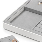 Microfiber Jewelry Tray Showcase Display Necklace Bracelet Ring Showcase Display Empty Plate(Gray) - size: 16.2" x 16.2" x 3.15"